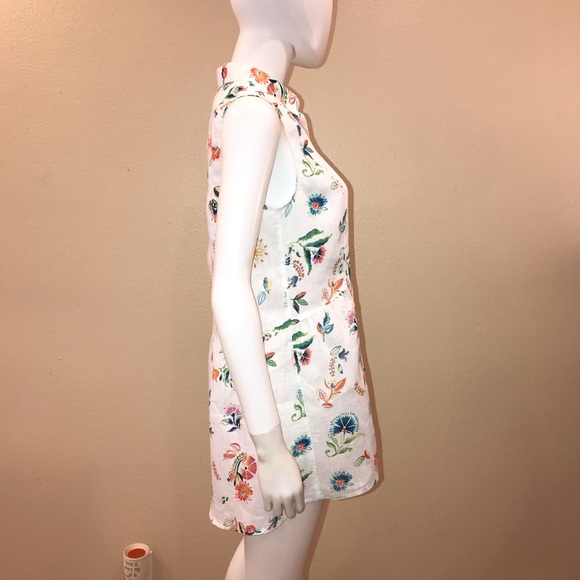 J Jill Love Linen Sleeveless Blouse Size XS Oversized White Floral Button Up - Picture 12 of 16